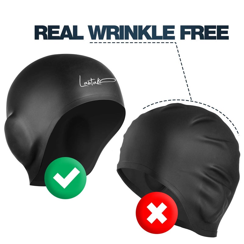 Lahtak 3D Silicone Swim Cap with Ear Protection - Seamless Comfortable Fit for Adults & Youth - Helps Keep Hair Dry - Waterproof Swimming Cap for Men & Women for Pool or Training - Image 5